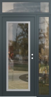 Diamond C1 50" x 96" anthracite/anthracite clear Glass Panel stainless steel LHI with Sidelite and Transom clear Glass