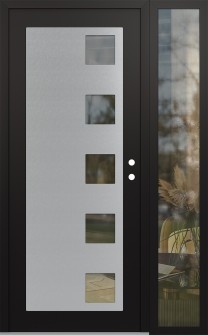 Diamond C5 48" x 80" black/black clear Glass Panel stainless steel LHI with Sidelite clear Glass