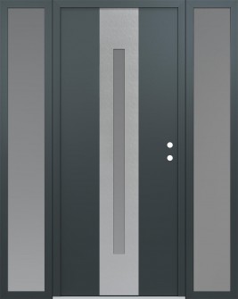 DIAMOND A2 64" X 80" ANTHRACITE/ANTHRACITE FROSTED GLASS PANEL STAINLESS STEEL LHI WITH 2 SIDELITES FROSTED GLASS