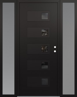 Diamond D2 64" x 80" black/black mirrored Glass Panel black LHI with 2 Sidelites frosted Glass