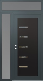 Diamond C8 48" x 96" anthracite/anthracite clear Glass Panel black RHI with Sidelite and Transom frosted Glass