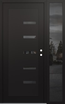 Diamond C8 48" x 80" black/black mirrored Glass Panel black LHI with Sidelite mirrored Glass