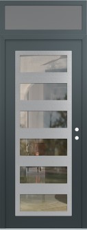Diamond C9 36" x 96" anthracite/anthracite clear Glass Panel stainless steel LHI with Transom frosted Glass