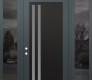 Modern Steel Front Door Diamond C6 60" x 96" anthracite/anthracite frosted Glass Panel black RHI with 2 Sidelites and Transom mirrored Glass