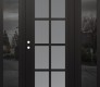 Modern Steel Front Door Diamond C16 60" x 80" black/white frosted Glass Panel black RHI with 2 Sidelites mirrored Glass