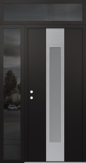 DIAMOND A1 48" X 96" BLACK/WHITE FROSTED GLASS PANEL STAINLESS STEEL RHI WITH SIDELITE AND TRANSOM MIRRORED GLASS