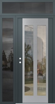 Diamond C14 50" x 96" anthracite/anthracite clear Glass Panel stainless steel RHI with Sidelite and Transom mirrored Glass