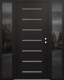 Diamond C11 60" x 80" black/white frosted Glass Panel black LHI with 2 Sidelites mirrored Glass