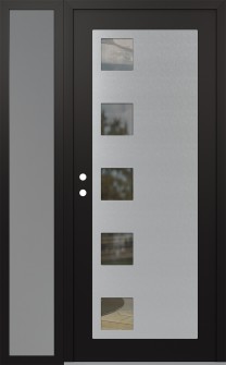 Diamond C5 50" x 80" black/black clear Glass Panel stainless steel RHI with Sidelite frosted Glass
