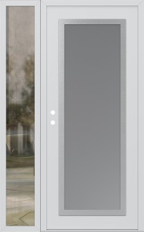 Diamond C1 52" x 80" white/white frosted Glass Panel stainless steel RHI with Sidelite clear Glass