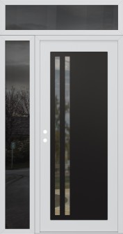 Diamond C6 50" x 96" white/white clear Glass Panel black RHI with Sidelite and Transom mirrored Glass