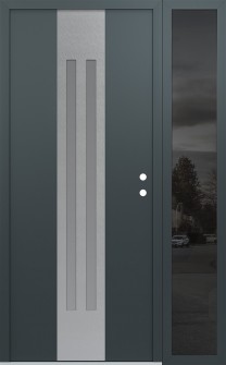 DIAMOND A8 52" X 80" ANTHRACITE/ANTHRACITE FROSTED GLASS PANEL STAINLESS STEEL LHI WITH SIDELITE MIRRORED GLASS