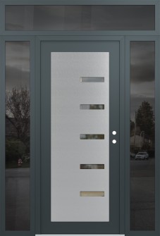Diamond C8 60" x 96" anthracite/anthracite clear Glass Panel stainless steel LHI with 2 Sidelites and Transom mirrored Glass