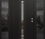 Modern Steel Front Door DIAMOND A3 60" X 80" BLACK/BLACK CLEAR GLASS PANEL BLACK LHI WITH 2 SIDELITES MIRRORED GLASS