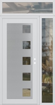 Diamond C5 52" x 96" white/white clear Glass Panel stainless steel LHI with Sidelite and Transom clear Glass