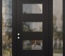 Modern Steel Front Door Diamond C2 68" x 96" black/black clear Glass Panel black RHI with 2 Sidelites and Transom clear Glass