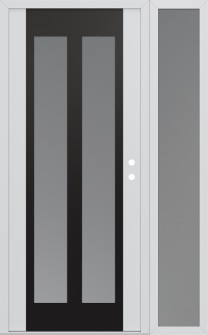 Diamond C14 52" x 80" white/white frosted Glass Panel black LHI with Sidelite frosted Glass