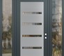 Modern Steel Front Door Diamond C7 60" x 96" anthracite/anthracite clear Glass Panel stainless steel LHI with 2 Sidelites and Transom clear Glass