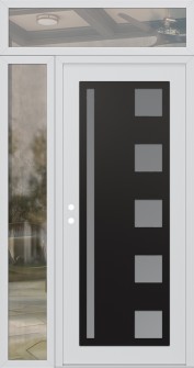 Diamond C3 52" x 96" white/white frosted Glass Panel black RHI with Sidelite and Transom clear Glass