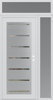 Diamond C11 52" x 96" white/white clear Glass Panel stainless steel LHI with Sidelite and Transom frosted Glass