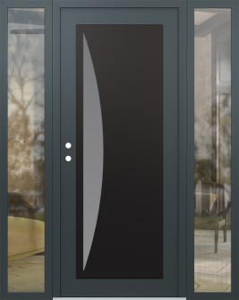 Diamond C13 60" x 80" anthracite/anthracite frosted Glass Panel black RHI with 2 Sidelites clear Glass