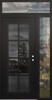 Diamond C16 48" x 96" black/black mirrored Glass Panel black LHI with Sidelite and Transom clear Glass