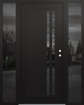 Diamond C6 64" x 80" black/black mirrored Glass Panel black LHI with 2 Sidelites mirrored Glass