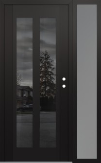 Diamond C14 52" x 80" black/black mirrored Glass Panel black LHI with Sidelite frosted Glass