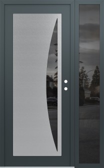 Diamond C13 48" x 80" anthracite/anthracite mirrored Glass Panel stainless steel LHI with Sidelite mirrored Glass
