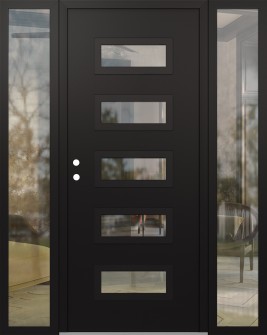 Diamond D1 68" x 80" black/black Clear Glass Panel black RHI with 2 Sidelites Clear Glass