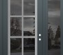 Modern Steel Front Door Diamond C16 50" x 96" anthracite/anthracite mirrored Glass Panel stainless steel LHI with Sidelite and Transom mirrored Glass