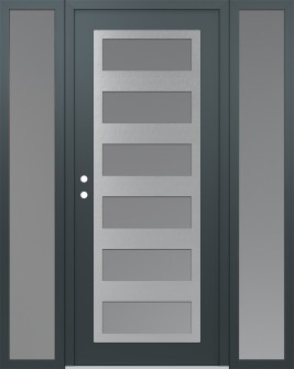 Diamond C9 68" x 80" anthracite/anthracite frosted Glass Panel stainless steel RHI with 2 Sidelites frosted Glass