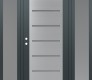 Modern Steel Front Door Diamond C11 68" x 80" anthracite/anthracite frosted Glass Panel stainless steel RHI with 2 Sidelites frosted Glass