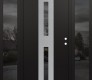 Modern Steel Front Door DIAMOND A6 68" X 80" BLACK/BLACK MIRRORED GLASS PANEL STAINLESS STEEL LHI WITH 2 SIDELITES MIRRORED GLASS