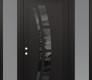 Modern Steel Front Door Diamond C12 68" x 96" black/black mirrored Glass Panel black RHI with 2 Sidelites and Transom frosted Glass