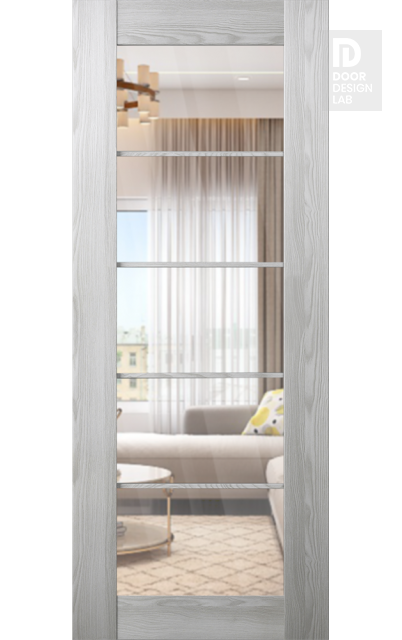 DOOR SLAB AVON 5 LITE CLEAR VETRO RIBEIRA ASH 18" X 92 1/2" X 1 3/4" TEMPERED CLEAR GLASS