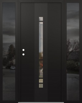 DIAMOND A3 68" X 80" BLACK/BLACK CLEAR GLASS PANEL BLACK RHI WITH 2 SIDELITES MIRRORED GLASS