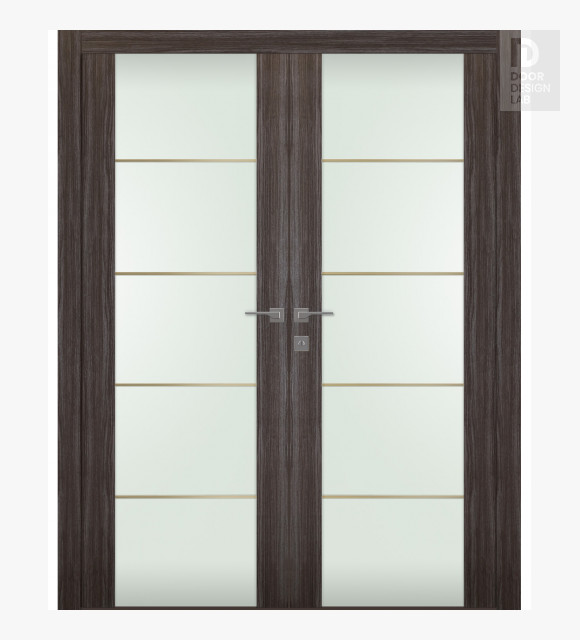 Palladio 202 4H Gold Strips Vetro Gray Oak Double doors