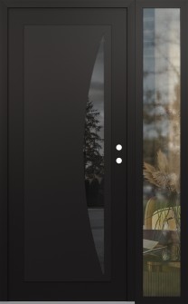 Diamond C13 52" x 80" black/black mirrored Glass Panel black LHI with Sidelite clear Glass