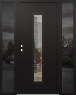 DIAMOND A11 60" X 80" BLACK/BLACK CLEAR GLASS PANEL BLACK RHI WITH 2 SIDELITES MIRRORED GLASS