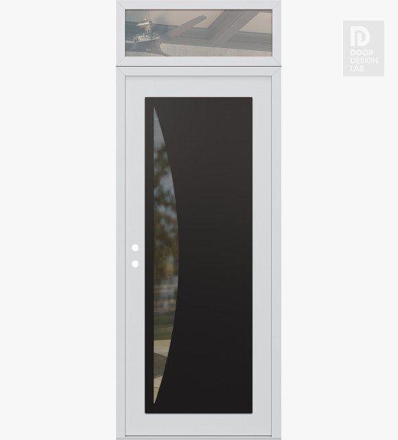 Modern Steel Front Door Diamond C13 36" x 96" white/white clear Glass Panel black RHI with Transom clear Glass