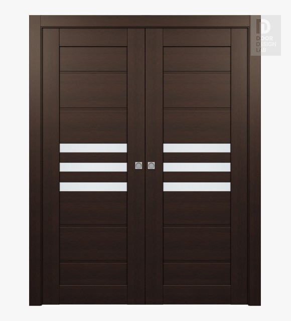 Dora Vetro Veralinga Oak Modern Interior Double Pocket Doors by Belldinni