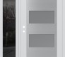 Modern Steel Front Door Diamond C2 48" x 80" white/white frosted Glass Panel stainless steel LHI with Sidelite mirrored Glass