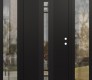 Modern Steel Front Door DIAMOND A4 64" X 80" BLACK/BLACK CLEAR GLASS PANEL BLACK LHI WITH 2 SIDELITES CLEAR GLASS
