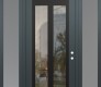 Modern Steel Front Door Diamond C14 60" x 96" anthracite/anthracite clear Glass Panel black LHI with 2 Sidelites and Transom frosted Glass