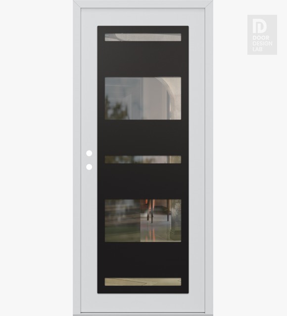 Modern Steel Front Door Diamond C10 36" x 80" white/white clear Glass Panel black RHI