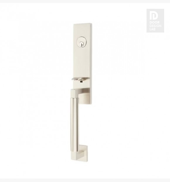 EMTEK HERCULES SMOOTH MONOLITHIC SINGLE CYLINDER KEYD 4215 SATIN NICKEL US15 for Steel Front Doors