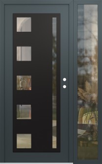 Diamond C3 50" x 80" anthracite/anthracite clear Glass Panel black LHI with Sidelite clear Glass