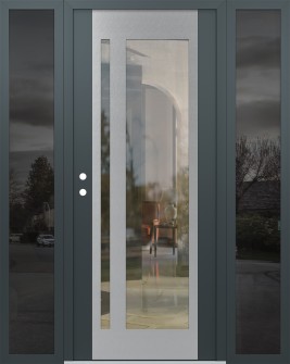 Diamond C15 60" x 80" anthracite/anthracite clear Glass Panel stainless steel RHI with 2 Sidelites mirrored Glass