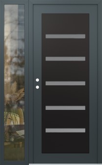 Diamond C7 52" x 80" anthracite/anthracite frosted Glass Panel black RHI with Sidelite clear Glass